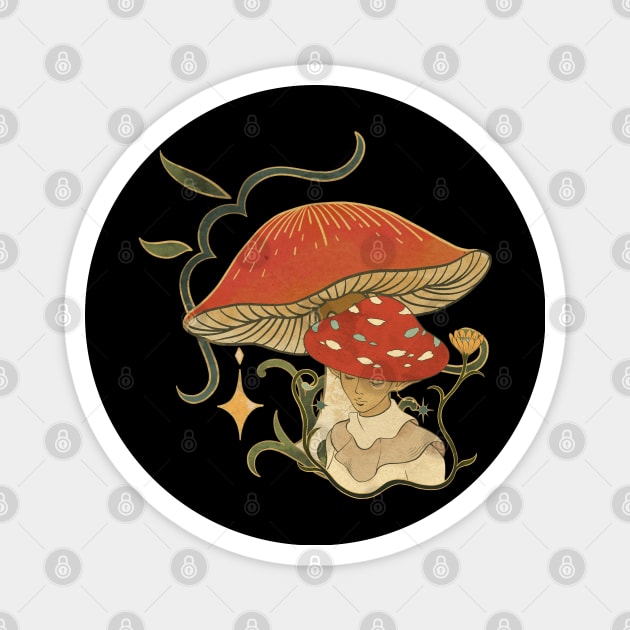 Mushroom Vintage Flower Nature Magnet by BellaPixel